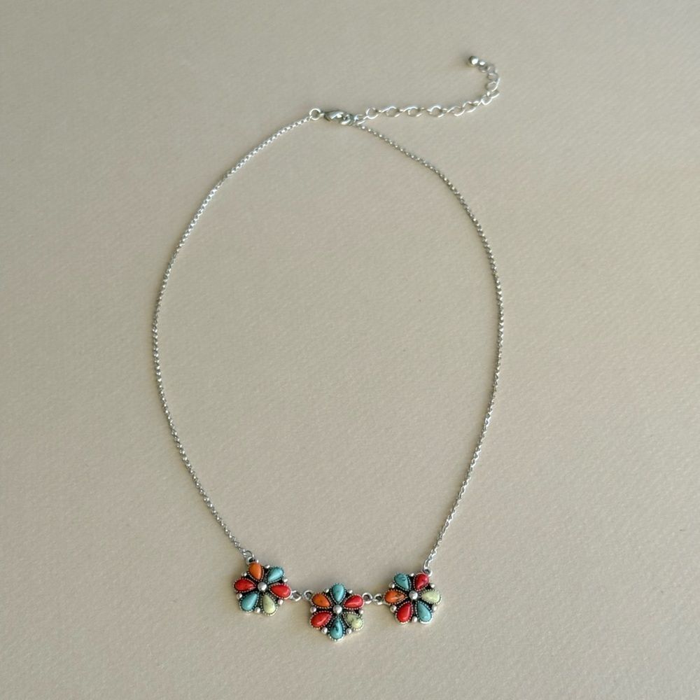 Boho flower necklace N1799
